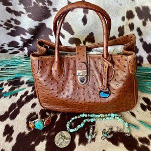 Dooney & Bourke Brown Leather Ostrich bag with dust cover - like new condition
